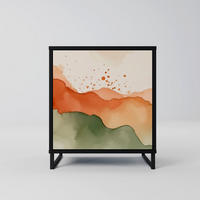 SIDEBOARD WATERCOLOUR PEAKS, Schwarz, 57,5x42x67,5 cm, Schwarze Metall-Rahmenfüße - Multicolor/Schwarz, Holzwerkstoff/Metall (57.5/67.5/42cm) - SpaceRebels