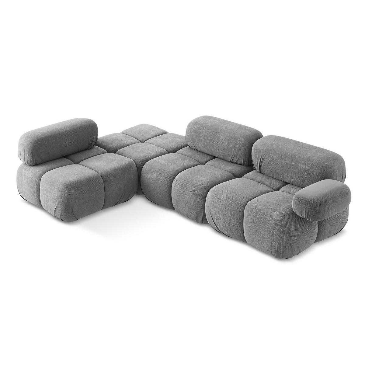 ECKSOFA Links Chenille Stoff Grau - Blau/Schwarz, Kunststoff/Textil (190/285cm) - LaMiaSofa