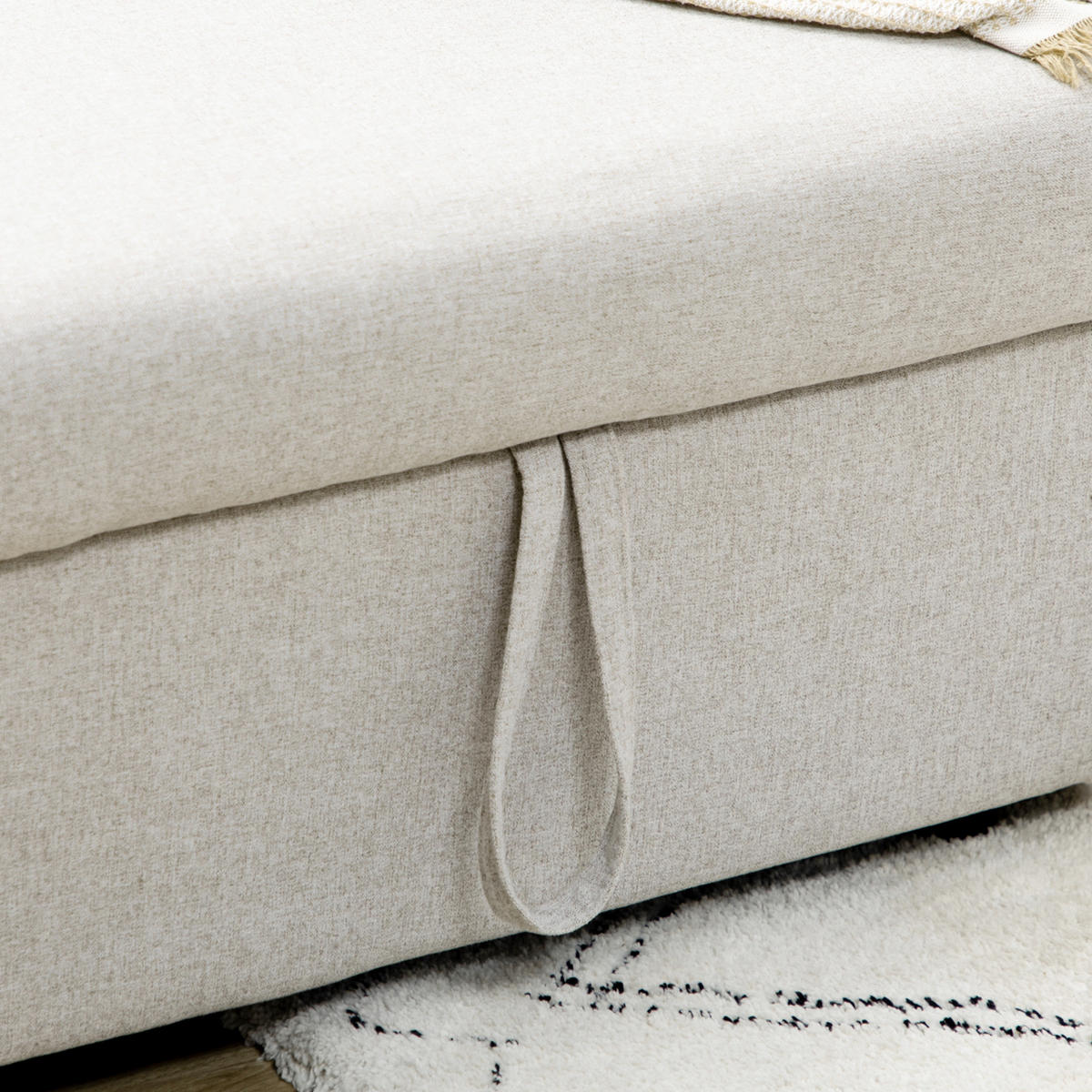 ECKSOFA mit Bettfunktion, Eckcouch inklusive 2er-Sitz Sofa, Einzelbett, L-Form - Weiß, Holzwerkstoff (140/225cm) - HOMCOM