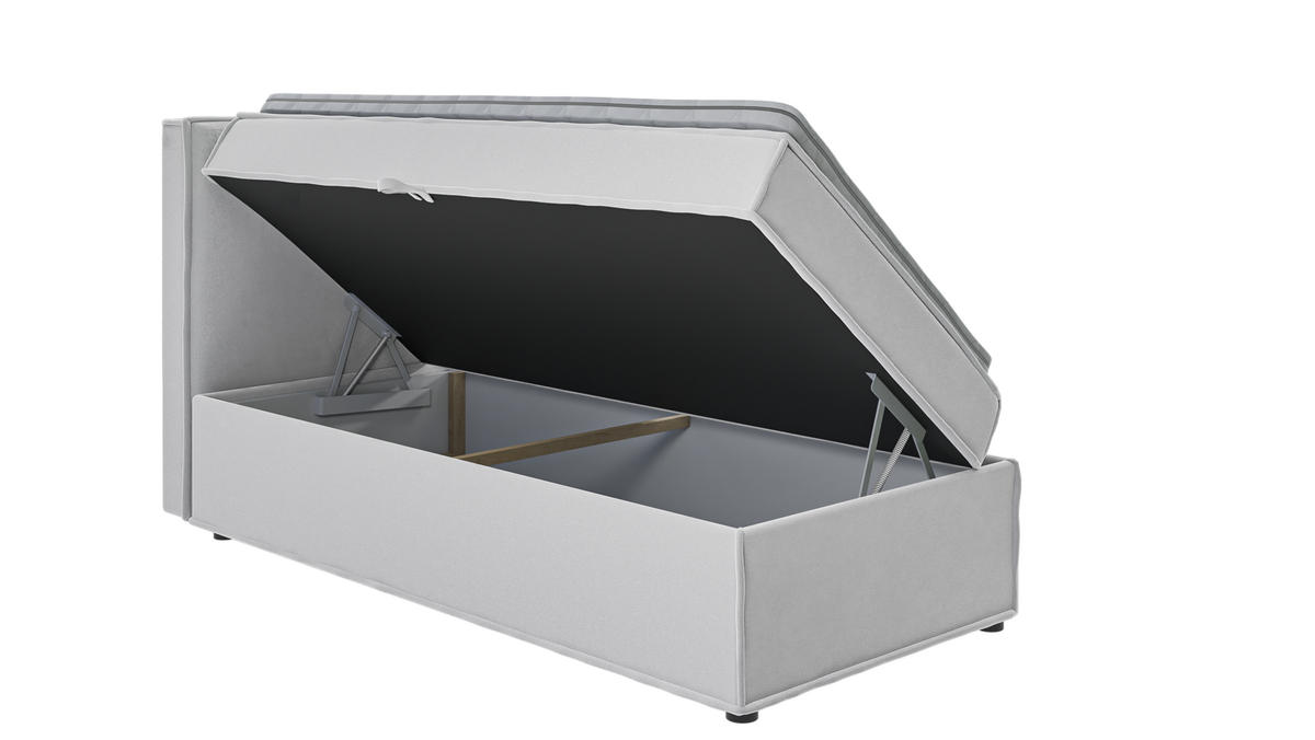 BOXBETT Eclipse 90/200 cm Silber Luxusmicrofaser - Silberfarben/Schwarz, Holz/Kunststoff (90/200cm) - S-Style Möbel