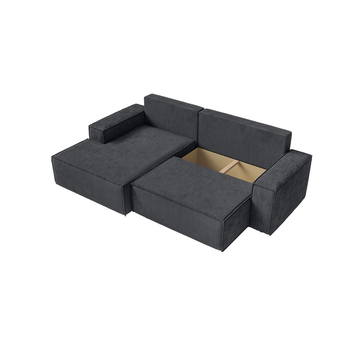 ECKSOFA Kokko mit Schlaffunktion, Anthrazit - Anthrazit, Textil (267/167cm) - Fedve