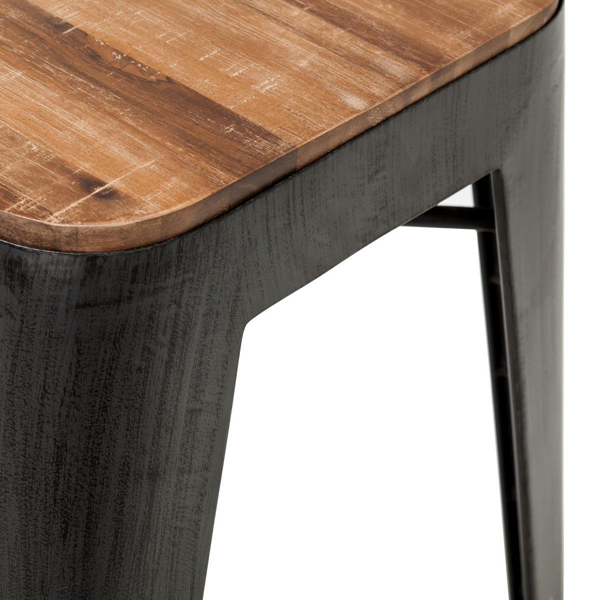 BARHOCKER - Akazie massiv / Metall, 2er-Set - Akaziefarben, Holz (40/70/40cm) - home24