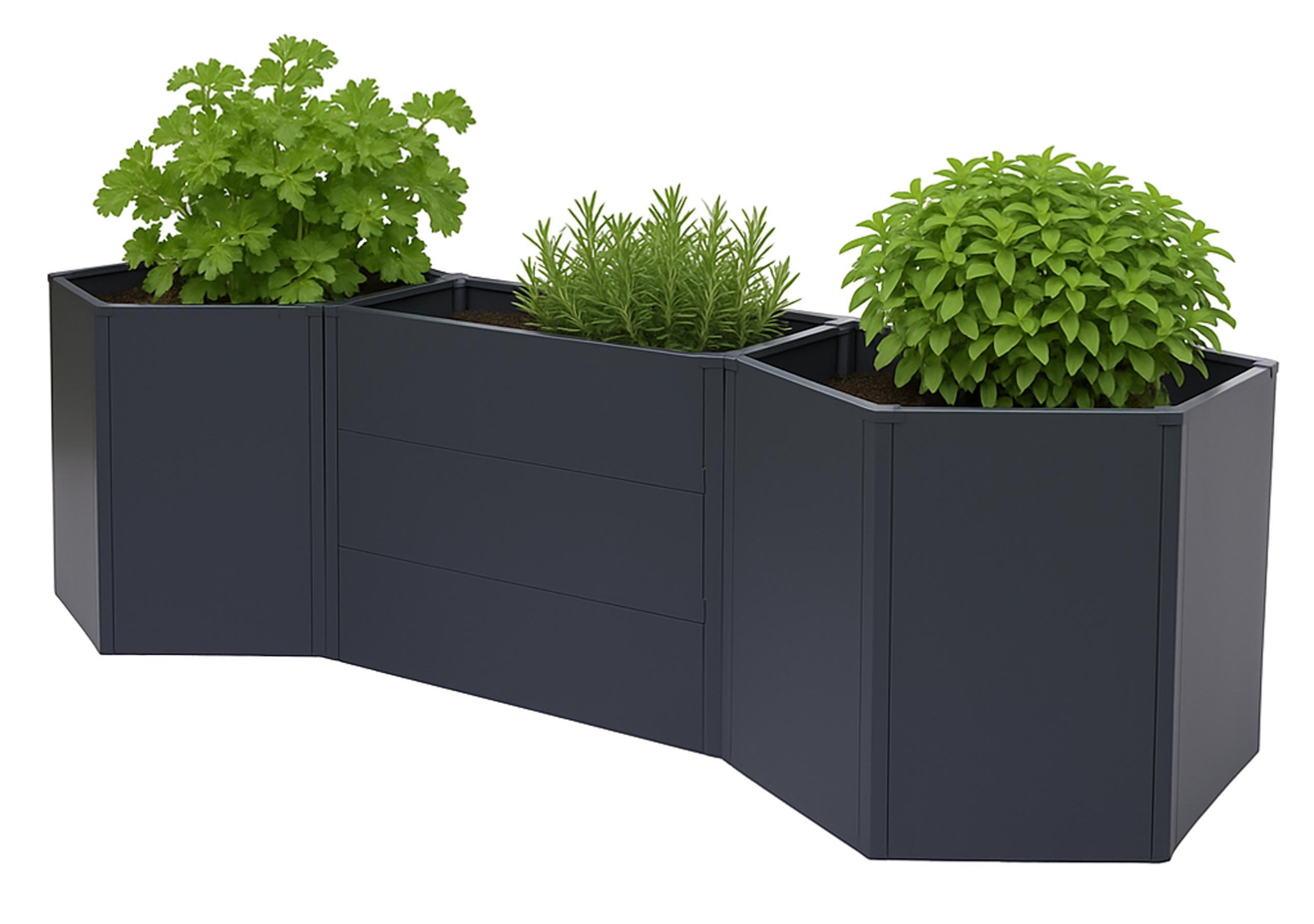 HOCHBEET 3er-Set 77x286x88cm Anthrazit - Anthrazit, Metall (286/77/88cm) - PROREGAL