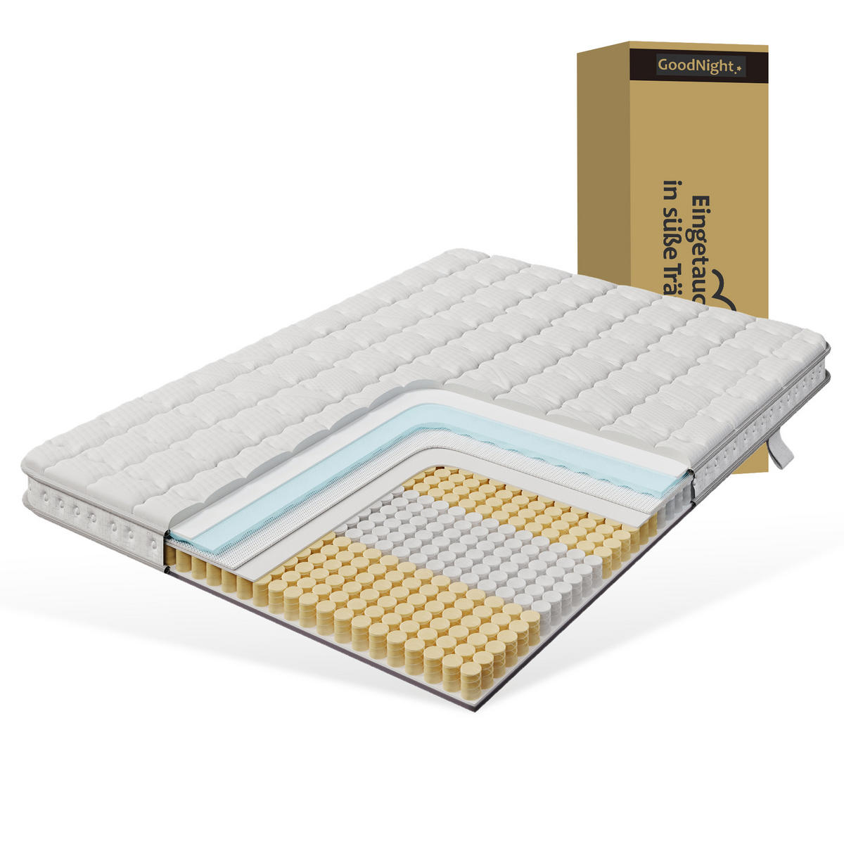 TASCHENFEDERKERNMATRATZE 140/200 cm Weiß H3, mit Kaltschaum - Weiß, Textil (140/200cm) - Oxeza