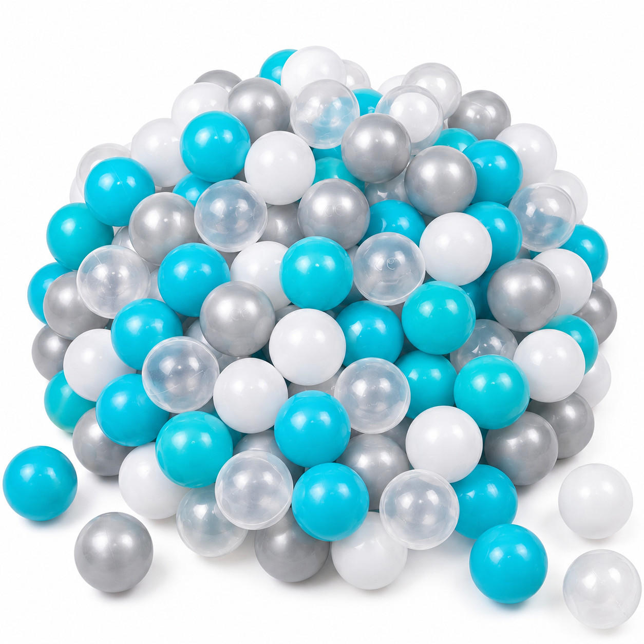 BÄLLEBAD-BÄLLE 200 Stück, Türkis/Grau/Weiß/Transparent, 5.5 cm - Türkis, Kunststoff (5.5/5.5/5.5cm) - Littletom