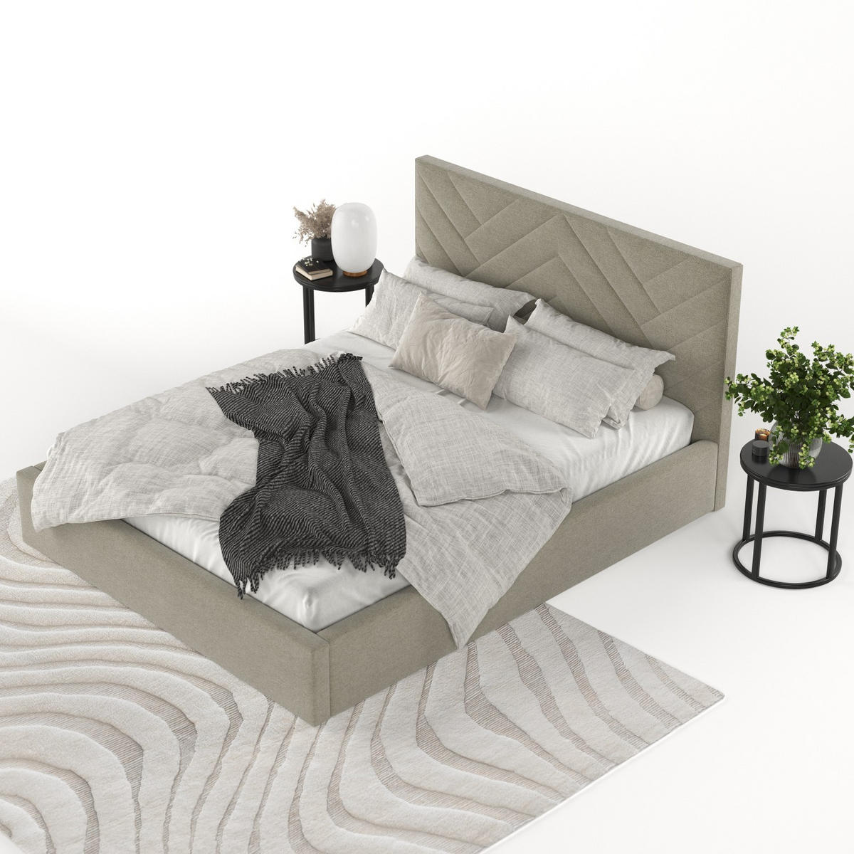 POLSTERBETT Arco 160/200 cm Olivgrün im Asti Stoff - Schwarz/Naturfarben, Holz/Holzwerkstoff (160/200cm) - AltaBeds