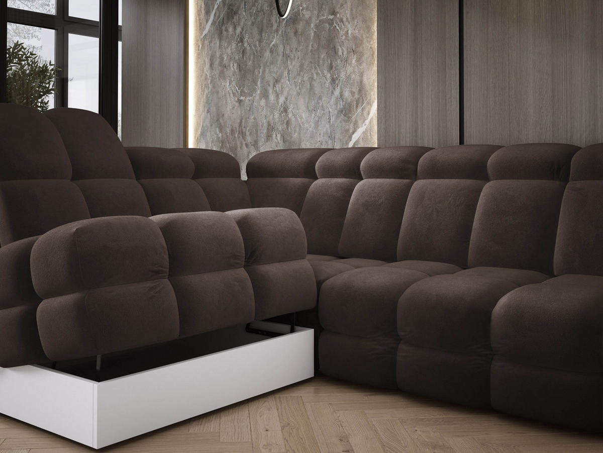 ECKSOFA TOLLO Salvador-stoff L-form 302x217x105 cm grau - Hellgrau, Holz/Textil (302/217cm) - DomoHome