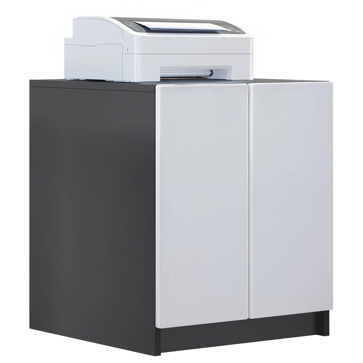 DRUCKERSCHRANK Elona, Druckerkommode mit Soft-Close & Push-to-Open, Home Office & Büro, Schwarz/Weiß matt (51 x 60,5 x 54 cm) - Weiß, Holzwerkstoff (51/60.5/54cm) - InnoFurn