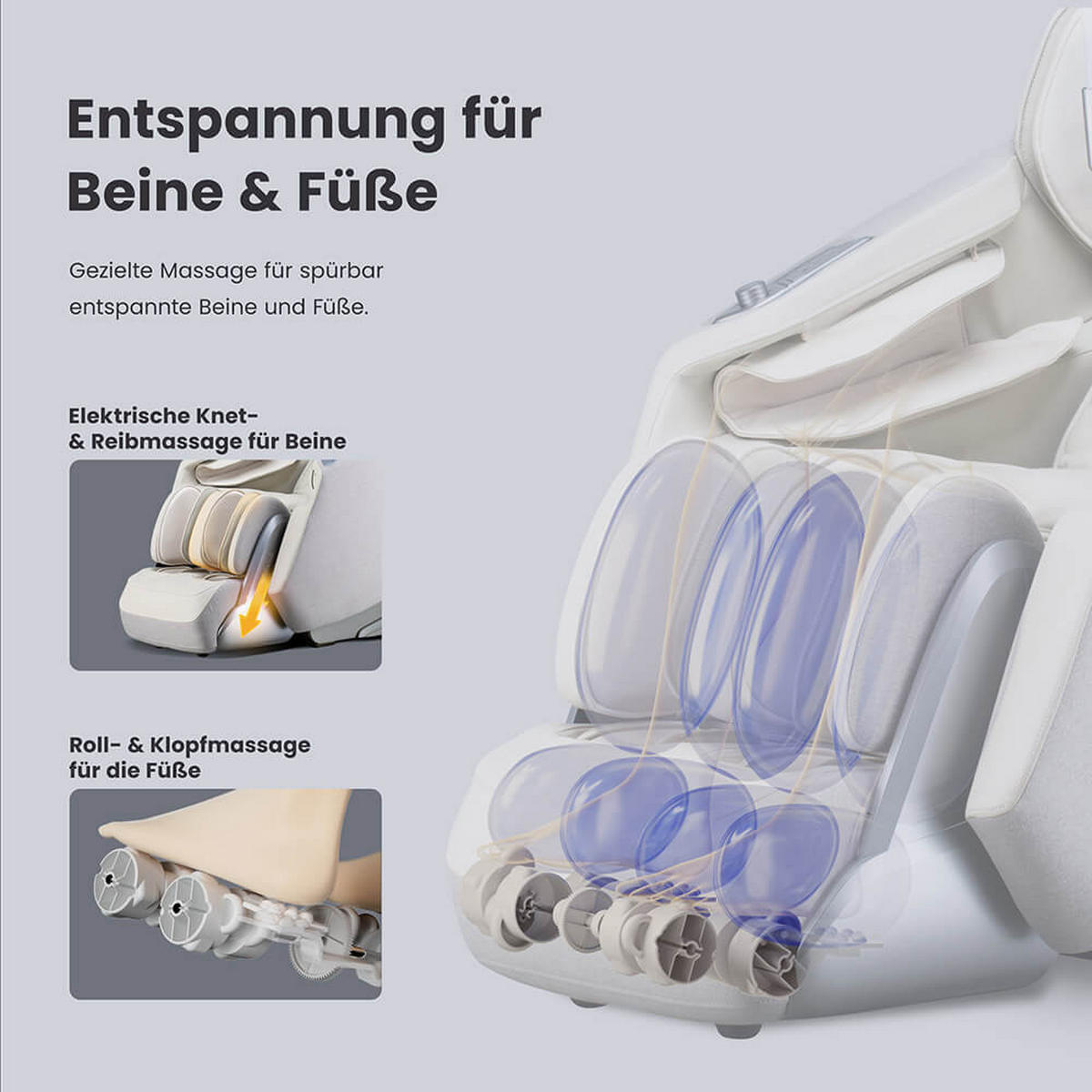 MASSAGESESSEL ALVINA mit Premium Webstoffpolsterung - Grau - Grau, Kunststoff (76.7/157/116cm) - Home Deluxe