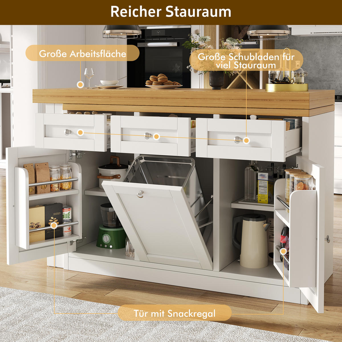 BARTISCH Ausziehbar Klappbar Stauraum Schublade Weiß - Weiß, Holzwerkstoff (40/120/72cm) - FLIEKS