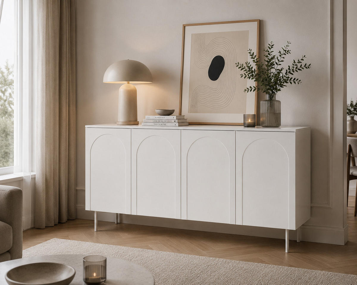 KOMMODE, Weiß, 161 x 42 x 87,6 cm - Weiß, Holzwerkstoff (161/87.6/42cm) - 3XE LIVING
