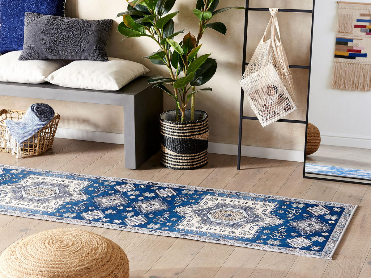 KURZFLOR-TEPPICH Parvakadli 200/60 cm - Blau, Kunststoff (60/200cm) - Beliani