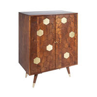 BARSCHRANK MYSTIC LIVING Akazie Braun|Gold 75cm - Goldfarben/Braun, Holz (75/96/46cm) - riess-ambiente
