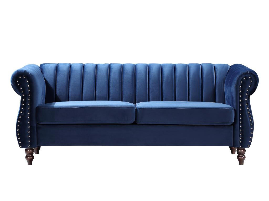CHESTERFIELD-SOFA - 3-Sitzer - Samt - Königsblau - TRUMBO - Blau, Textil (78/77/195cm) - Vente-Unique