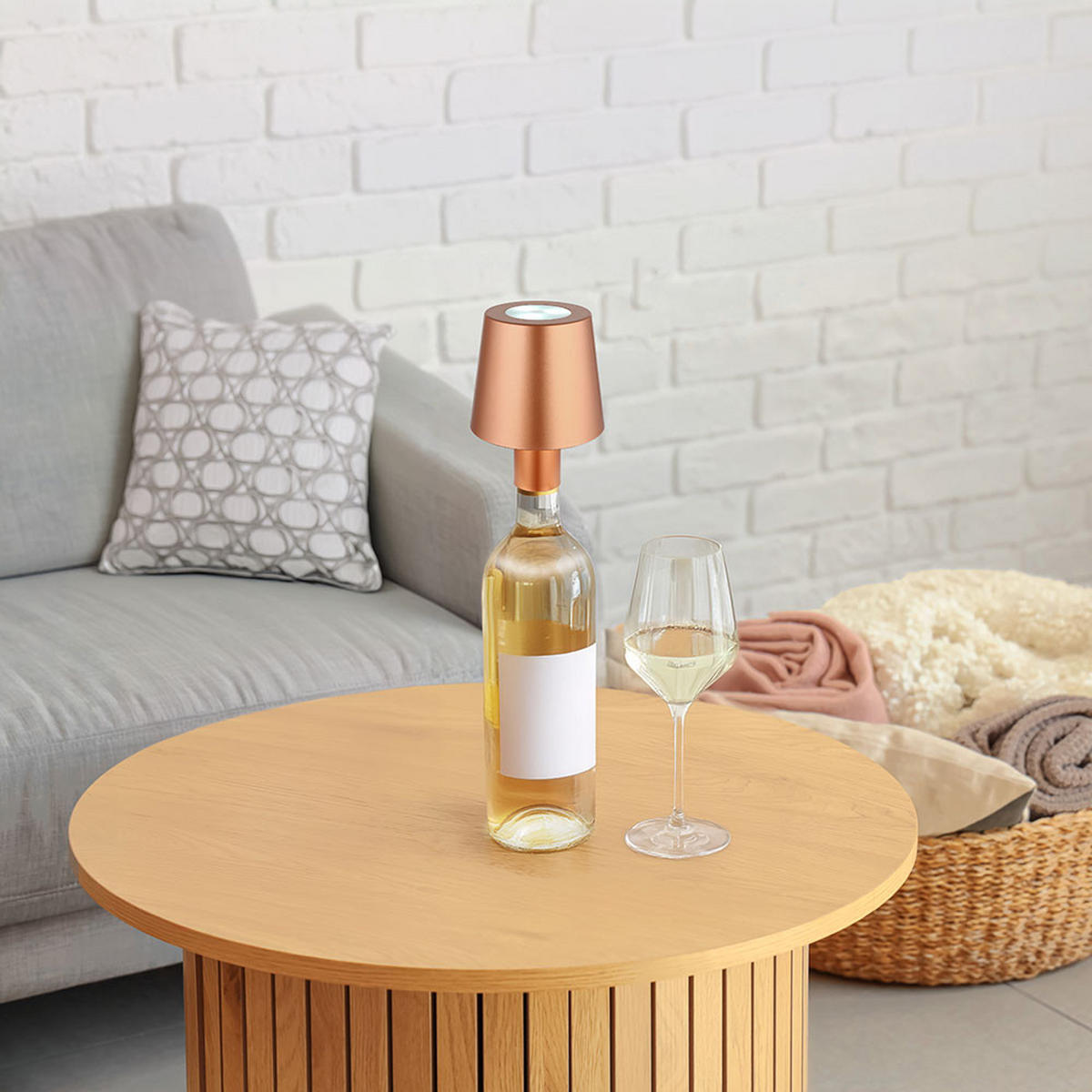 LED TISCHLEUCHTE Flaschenlampe Gold - Goldfarben, Kunststoff (10.5/10.5/14cm) - Globo Lighting