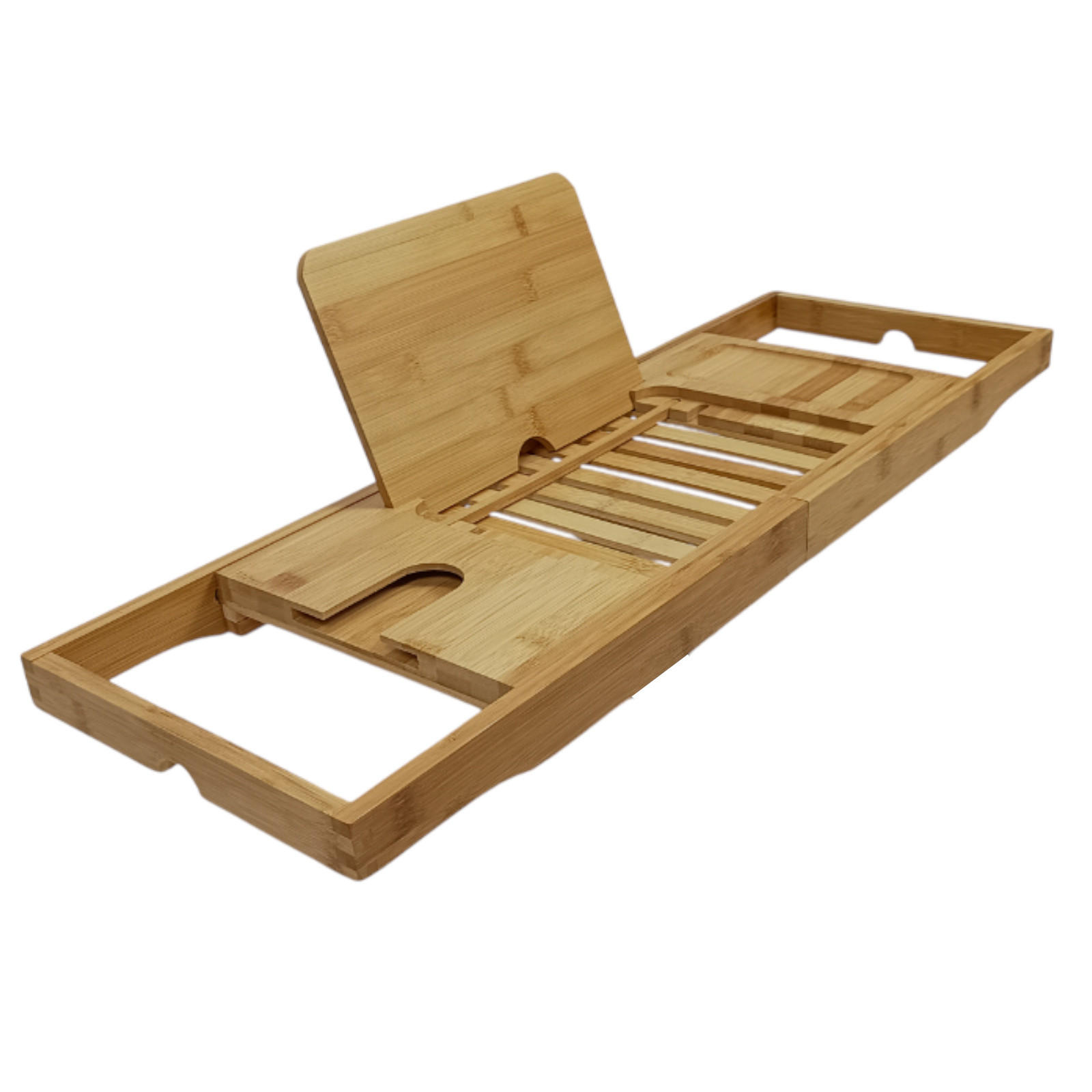BADEWANNENABLAGE Bambus ausziehbar 70–104 x 23,5 x 4 cm mit Buchhalter und Ablagefächern - Naturfarben, Holz (70/4/23.5cm) - Begryf