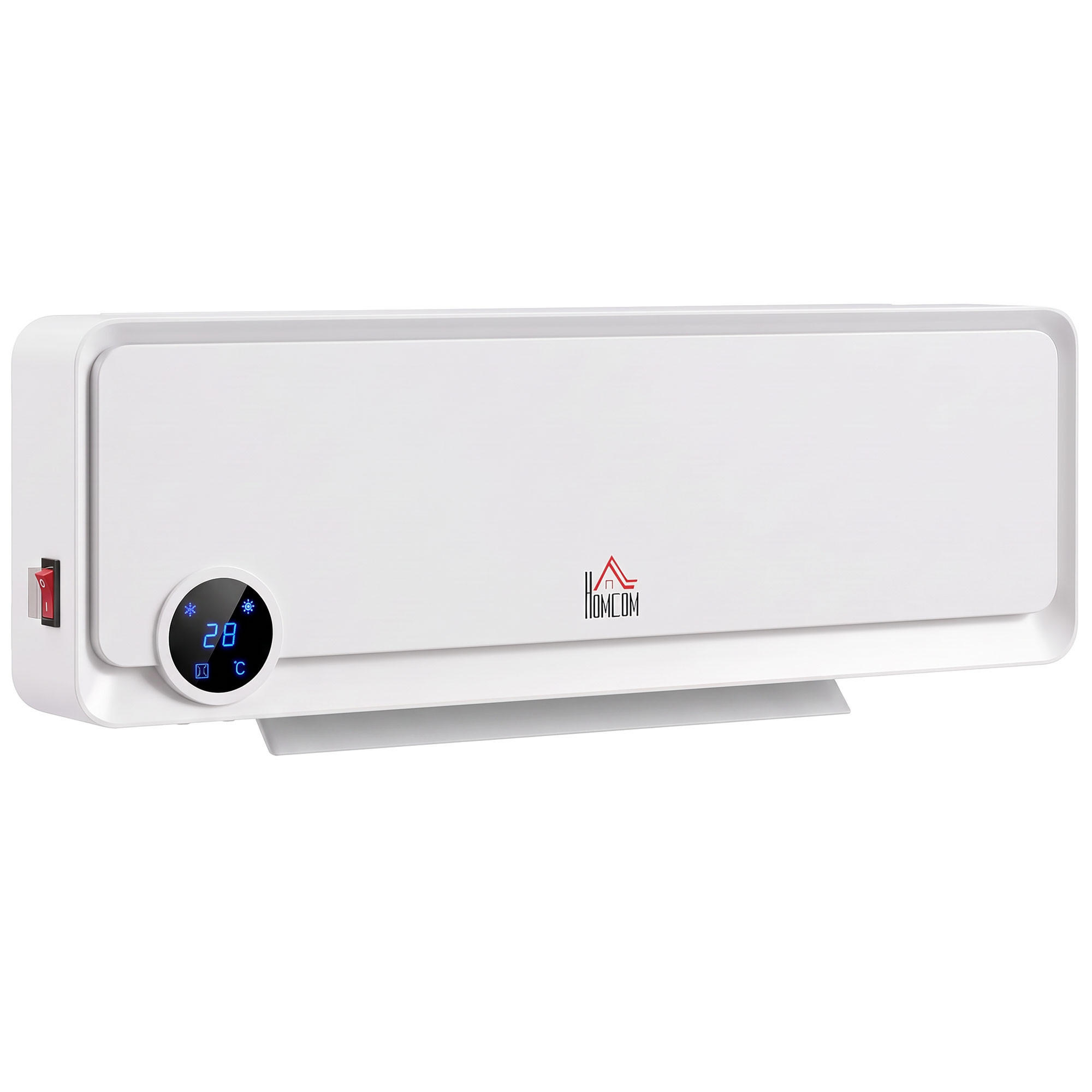 HOMCOM BÍLÝ plastový ventilátor s ohřívačem