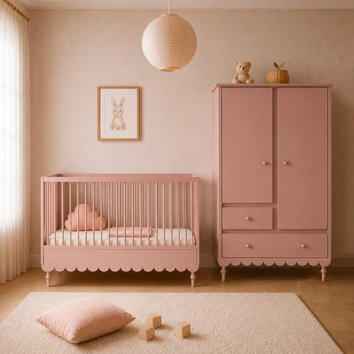 BABYZIMMER 2-teilig Babushka Rosa - Rosa, Holzwerkstoff (145/99/75cm) - Petits-meubles