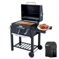 HOLZKOHLEGRILL mit Abdeckung - Schwarz, Metall (55/104/113cm) - BELONID