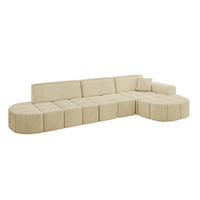 ECKSOFA Ottomane Rechts LIVO-L2 - 337x173x79,5 cm Beige - Beige, Holzwerkstoff/Textil (337/173cm) - ALTDECOR