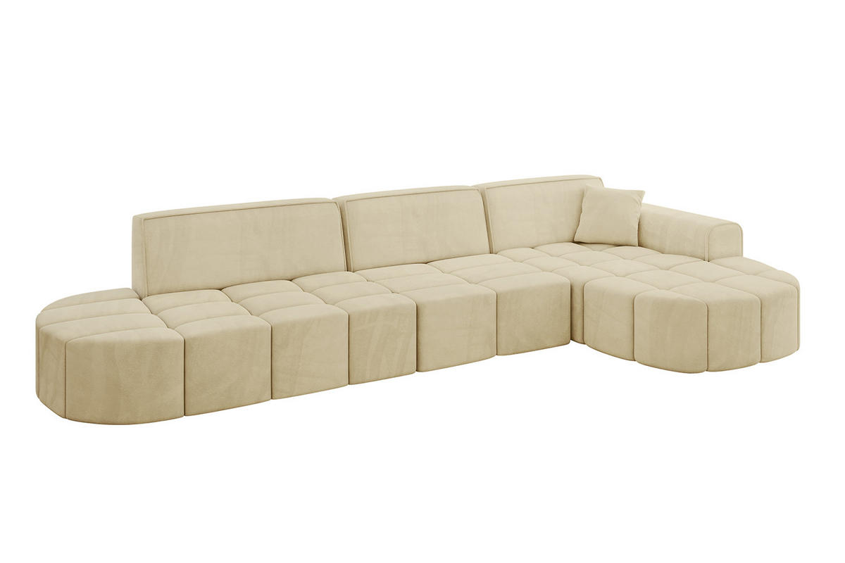 ECKSOFA Ottomane Rechts LIVO-L2 - 337x173x79,5 cm Beige - Beige, Holzwerkstoff/Textil (337/173cm) - ALTDECOR