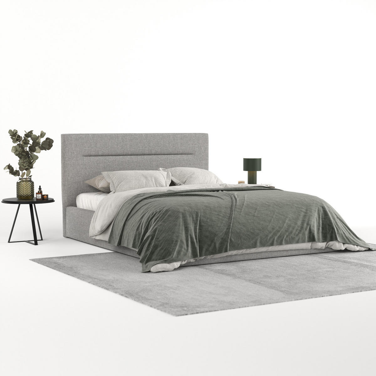 POLSTERBETT Liline 160/200 cm Hellgrau im Inari Stoff - Hellgrau/Schwarz, Holz/Holzwerkstoff (160/200cm) - AltaBeds