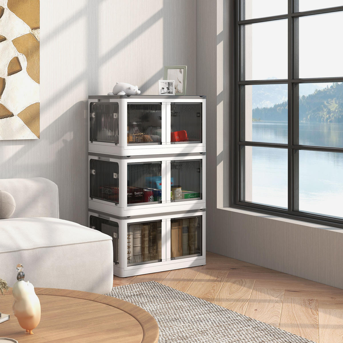 AUFBEWAHRUNGSBOX, Truhe 69L, Weiß - Weiß, Kunststoff (42/34/60cm) - HOMCOM