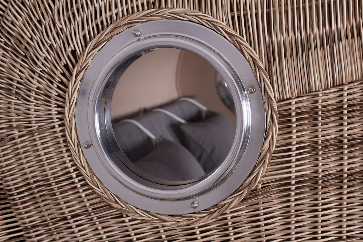 STRANDKORB XXL Düne Grande Teak PE Shell - Braun/Grau, Metall (142/170/95cm) - Mr. Deko