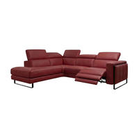 ECKSOFA Marchesi Echtleder mit 1 x Relaxfunktion Rot - Rot, Leder/Metall (220/80/257cm)