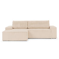 ECKSOFA Rivio mit Schlaffunktion und Bettkasten, Plüschcord Helbeige - Beige/Schwarz, Holz/Kunststoff (149/262cm) - S-Style