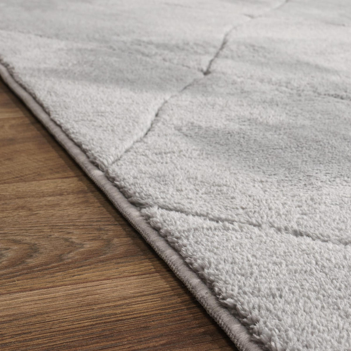 KURZFLORTEPPICH Waschbar, mit Rauten-Struktur, Grau, 120 x 160 cm - Grau, Textil (120/160cm) - KADIMA DESIGN