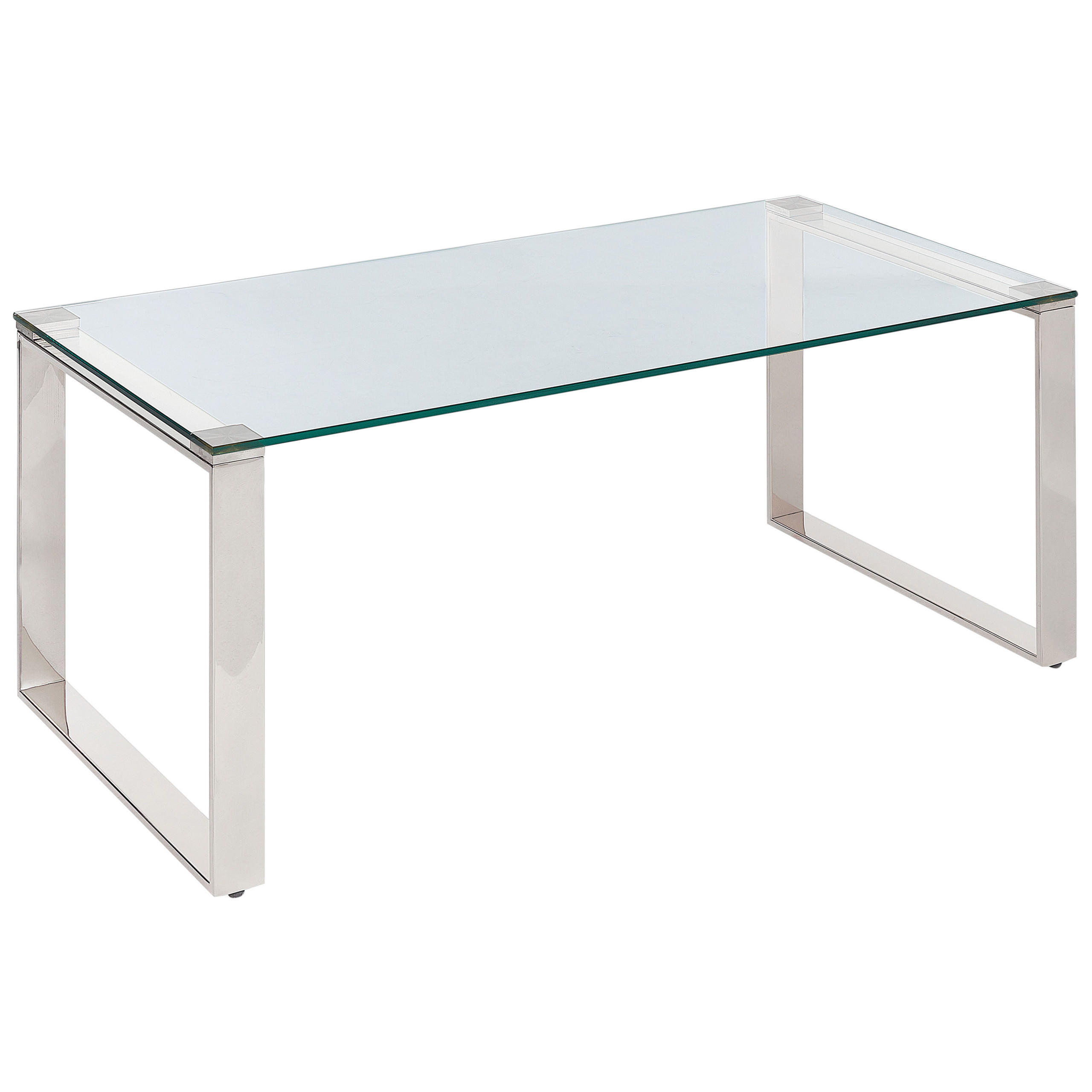 COUCHTISCH mit Glasplatte Silber Tilon - Transparent/Silberfarben, Glas (50/100/40cm) - Beliani