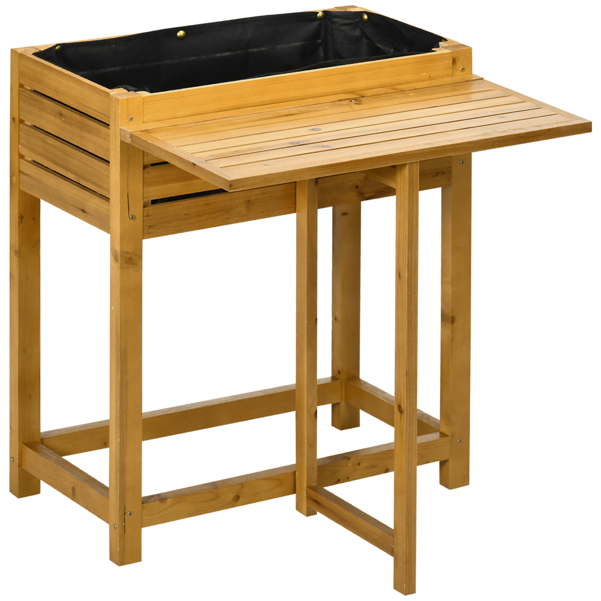 HOCHBEET Pflanzkasten mit klappbarer Tischplatte, für Garten, Terrasse, Holz, Braun - Braun, Holz (63/74.5/64cm) - Outsunny