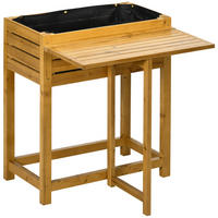 HOCHBEET Pflanzkasten mit klappbarer Tischplatte, für Garten, Terrasse, Holz, Braun - Braun, Holz (63/74.5/64cm) - Outsunny
