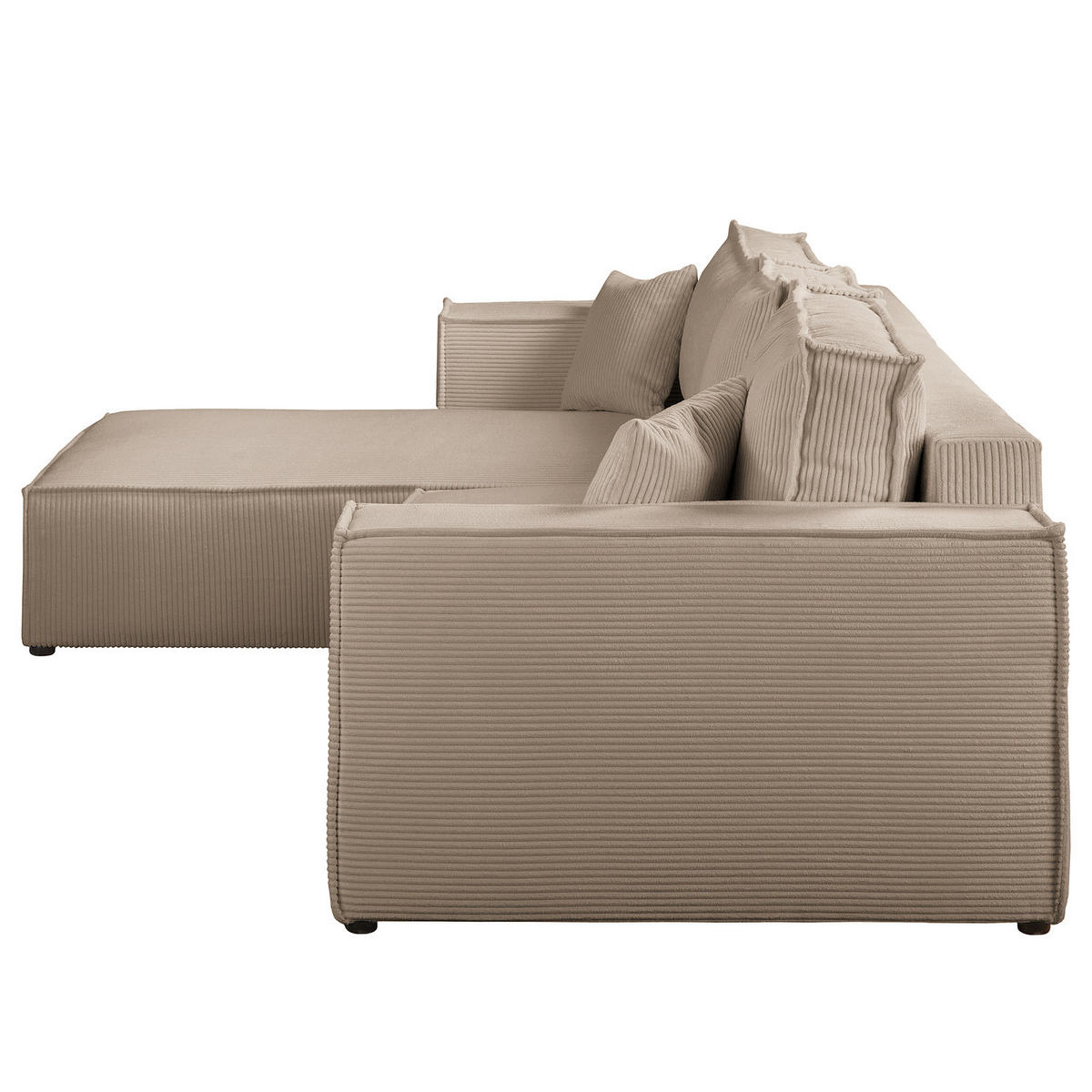 ECKSOFA mit Schlaffunktion - 290 cm - Schwarz/Cappuccino, Kunststoff/Textil (290/185cm) - home24