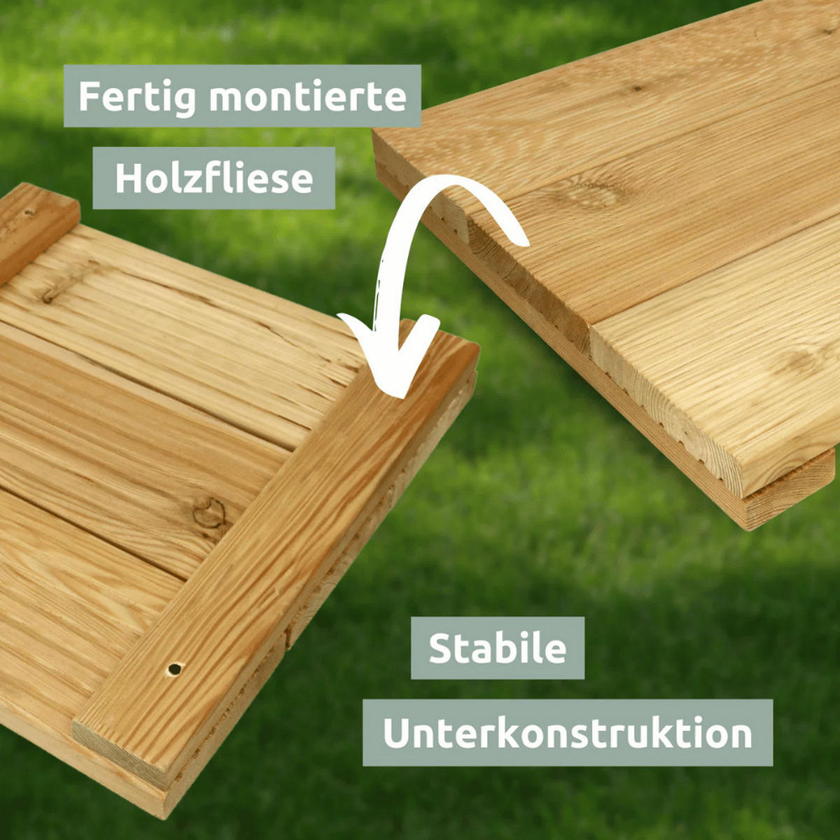 HOLZFLIESE Lärchenholz 43x43cm Terrassenfliese quadratisch - Braun, Holz (43/43/4.5cm) - DELUKE