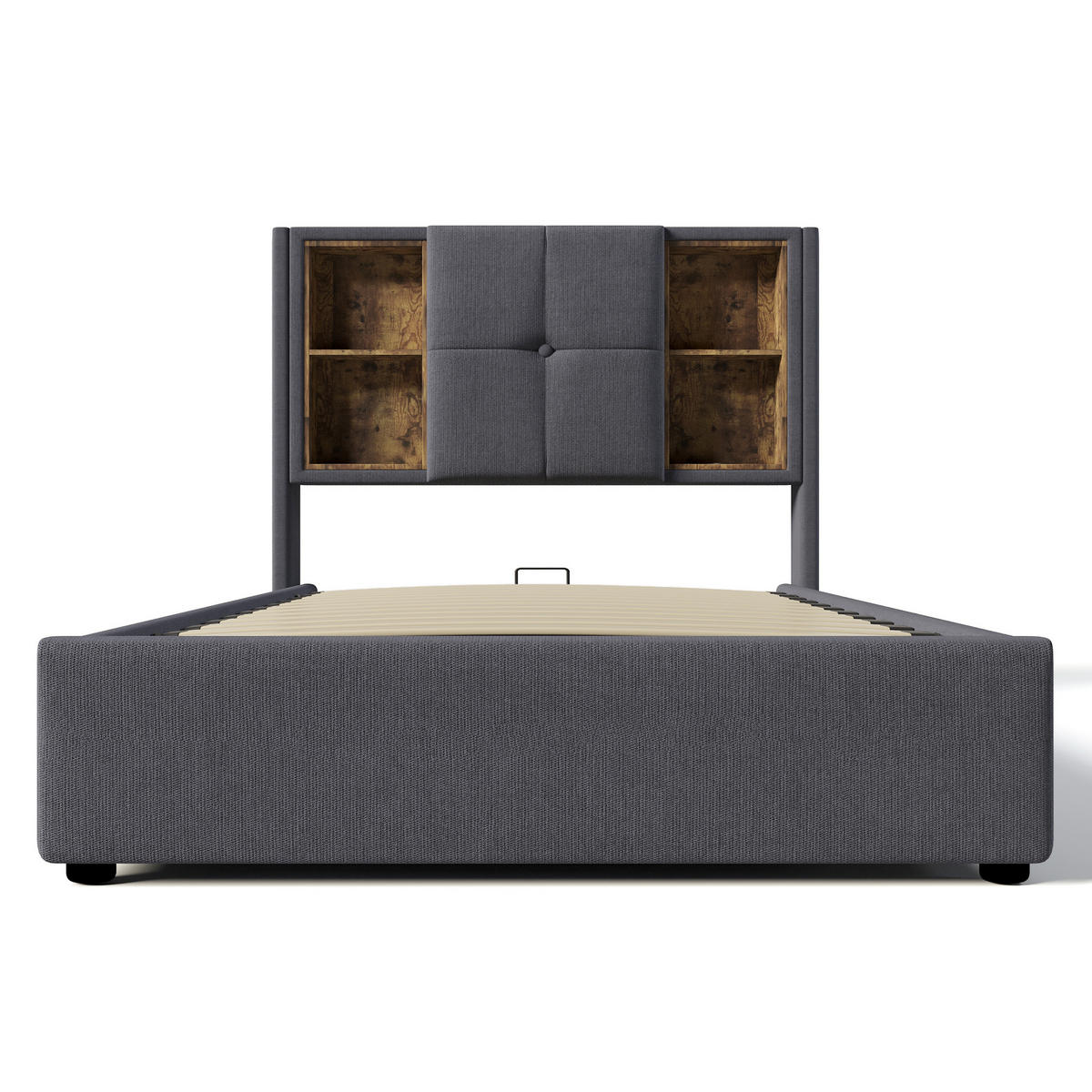 POLSTERBETT 90/200 cm Grau mit Kabellosem Laden und USB-Anschlüssen - Grau, Textil (90/200cm) - OKWISH