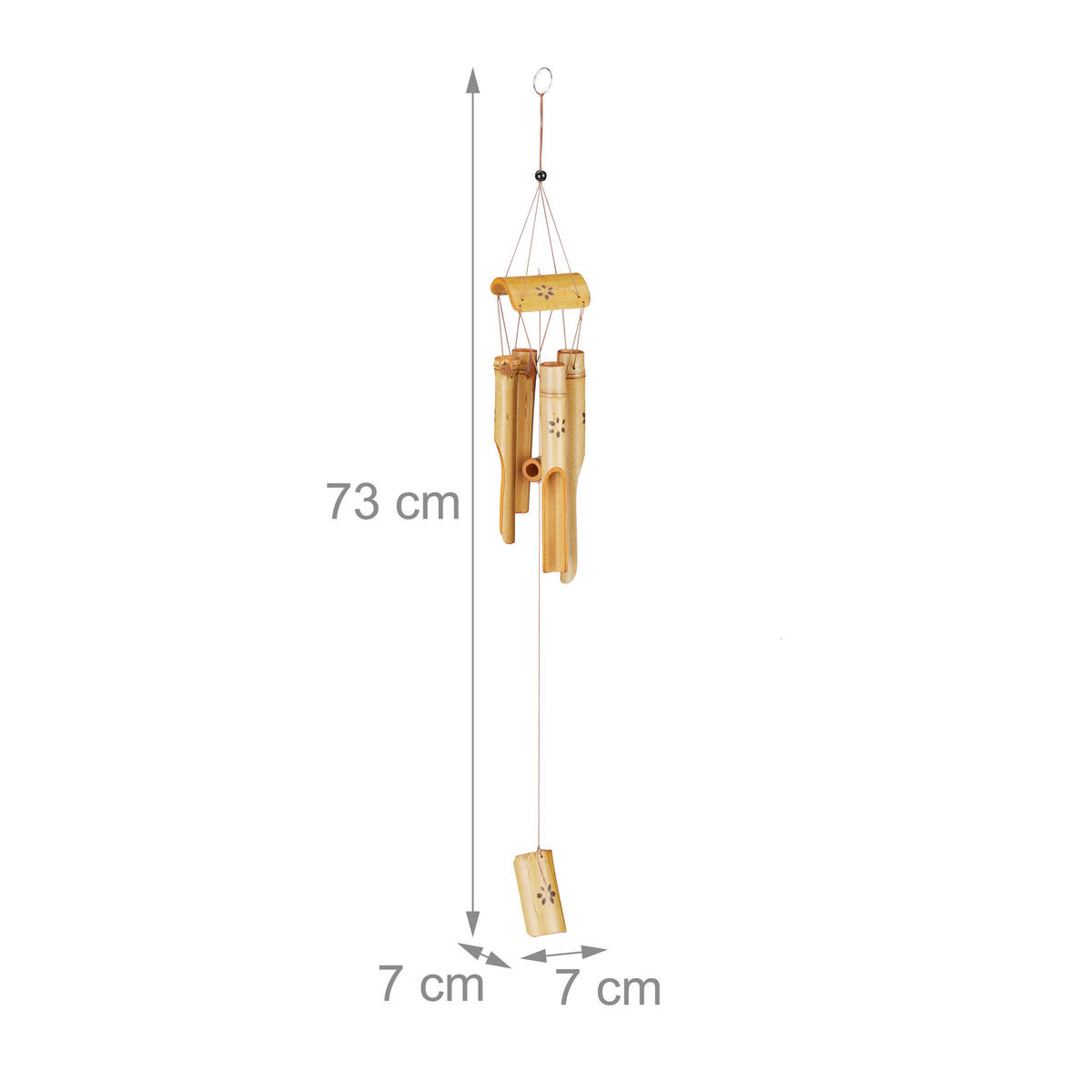 WINDSPIEL - Hellbraun, Holz/Textil (7/7/73cm) - Relaxdays