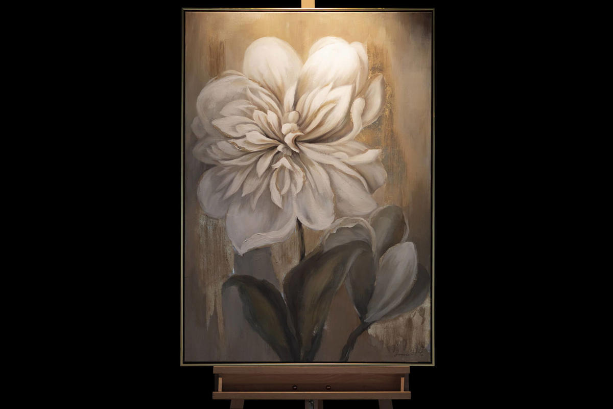 ACRYLBILD HANDGEMALT Weiß 78/103 cm - Beige/Weiß, Textil (77.5/102.5cm) - KUNSTLOFT