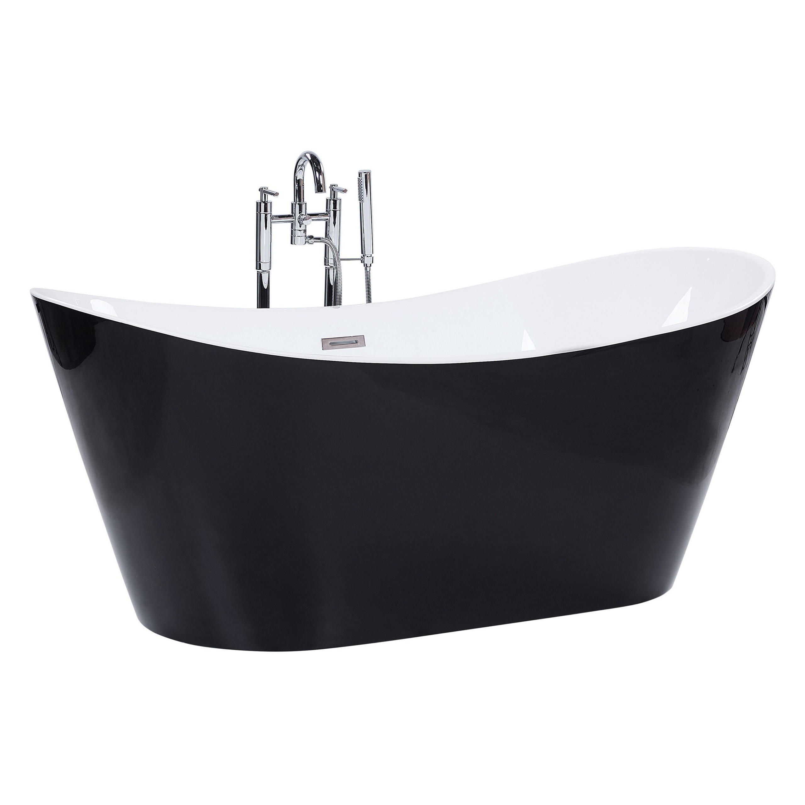 BADEWANNE FREISTEHEND 75x150x72 cm schwarz Antigua - Schwarz, Kunststoff (75/72/150cm) - Beliani