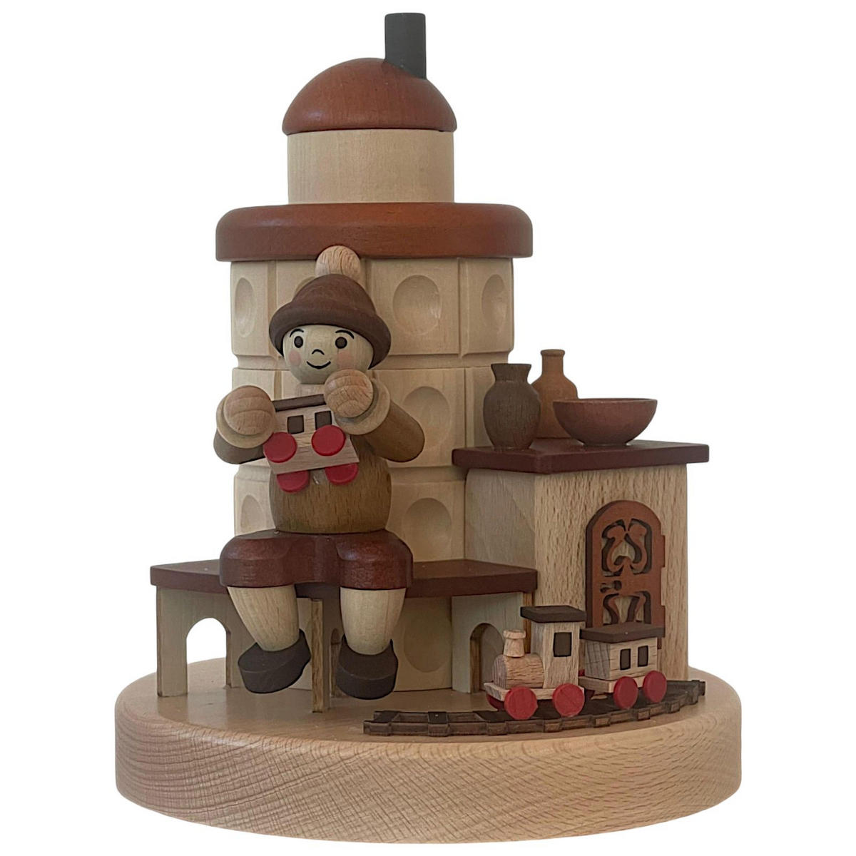 RÄUCHER-KACHELOFEN Junge mit Eisenbahn 21/17/17 cm - Multicolor, Metall (17/21/17cm)