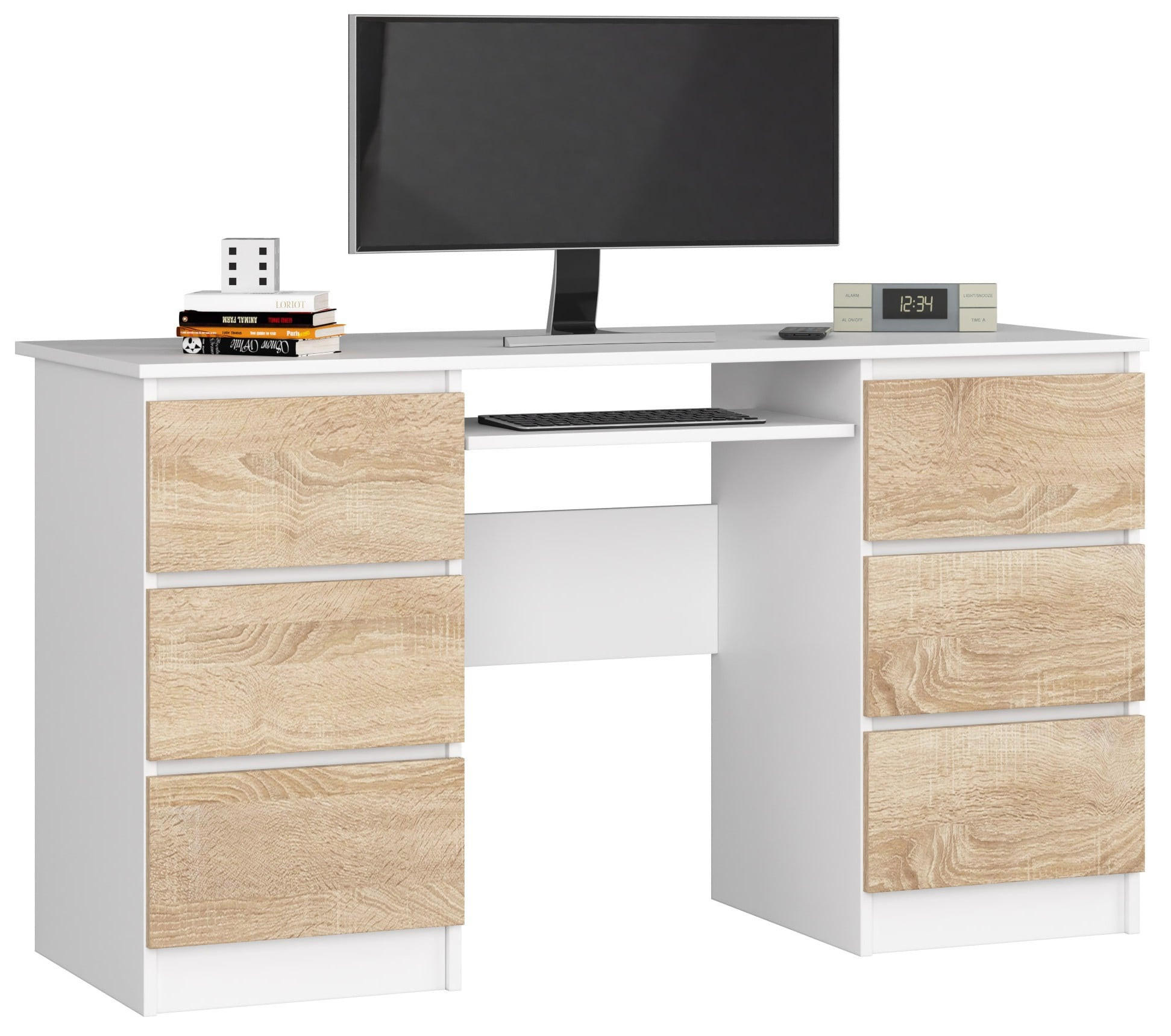 RAUMHIRSCH FURNITURE PSACÍ STŮL bílý, dub Sonoma 77/135/50