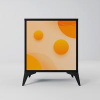 SIDEBOARD ORANGE ARRANGEMENT, Schwarz, 57,5x42x70,5 cm, Schwarze Metall-Sternfüße - Multicolor/Schwarz, Holzwerkstoff/Metall (57.5/70.5/42cm) - SpaceRebels