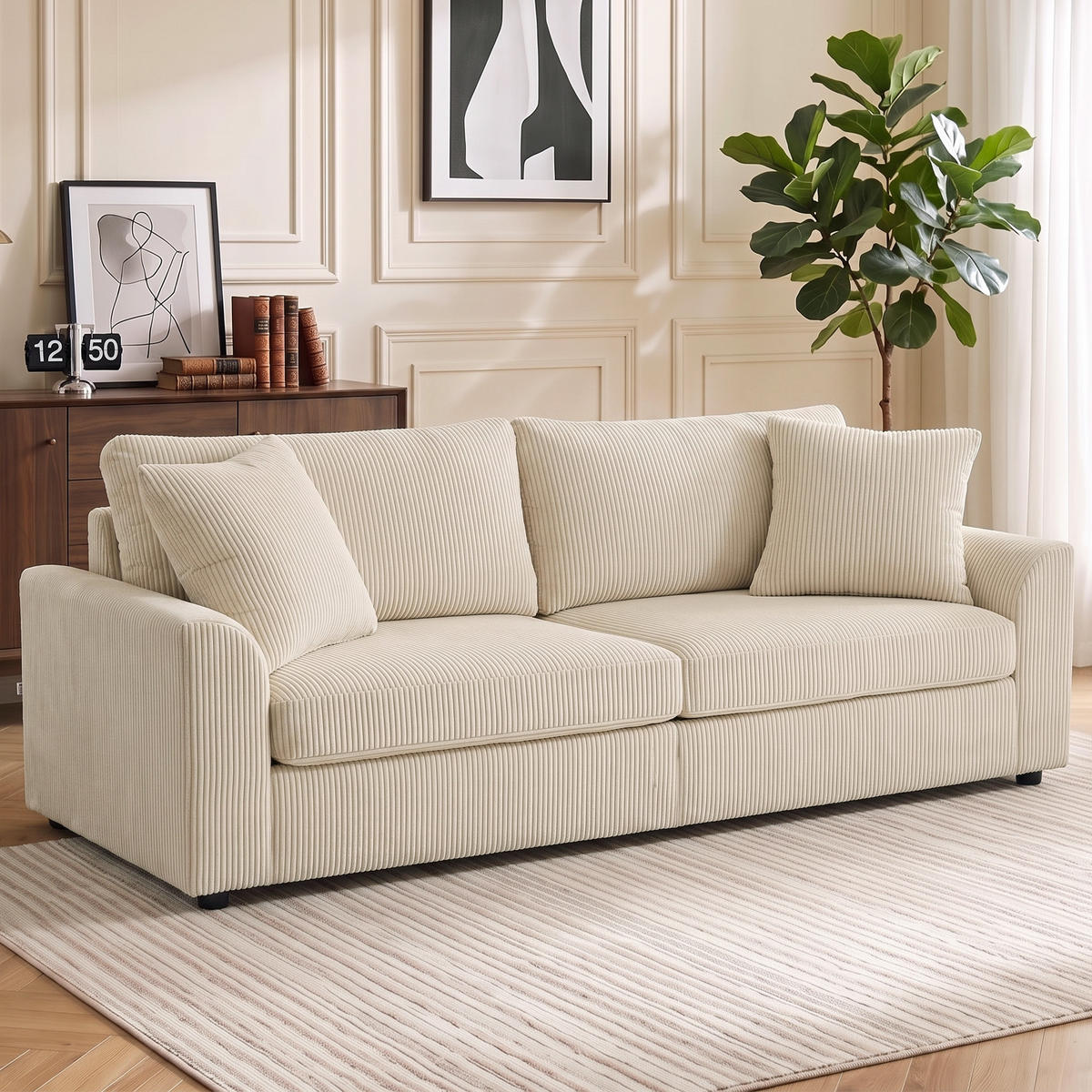2-SITZER Sofa Creme 212.0/80.0/88.0 cm - Creme, Textil (80/88/212cm)