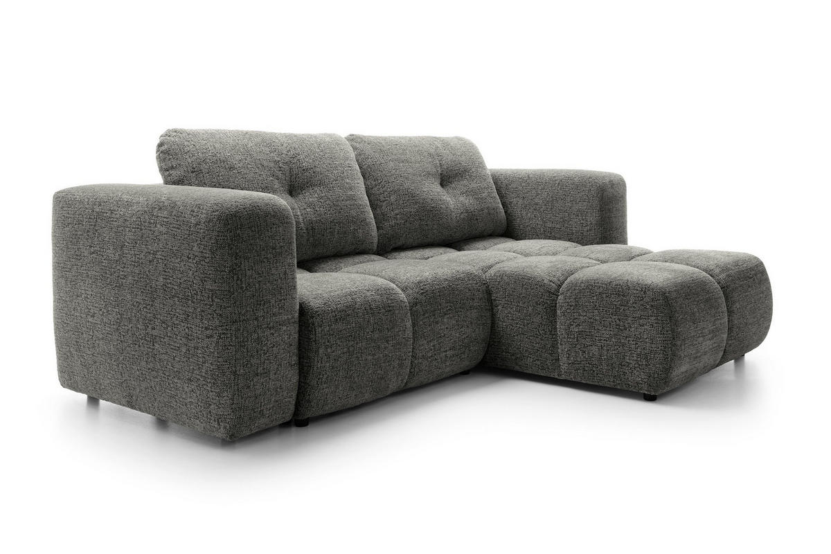ECKSOFA ARTE 01 Grau Chenille mit Schlaffunktion - Dunkelgrau, Holz (245/177cm) - MASSENO