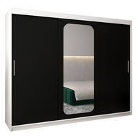SCHWEBETÜRENSCHRANK 200/250/62 3-türig - Silberfarben/Schwarz, Holz/Kunststoff (250/200/62cm) - Abiks Möbel