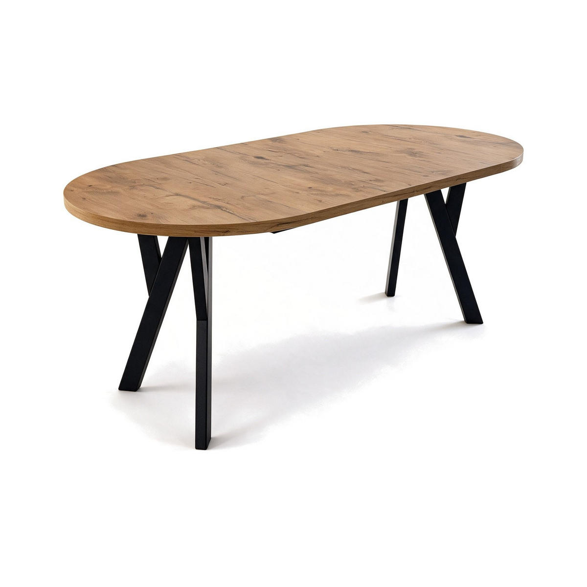 ESSTISCH ausziehbar rund 90-190 cm ATO Lancelot, Auszugstisch mit Einlegeplatte - Honigeiche/Schwarz, Holzwerkstoff (90/90/77cm) - VENASI MÖBEL