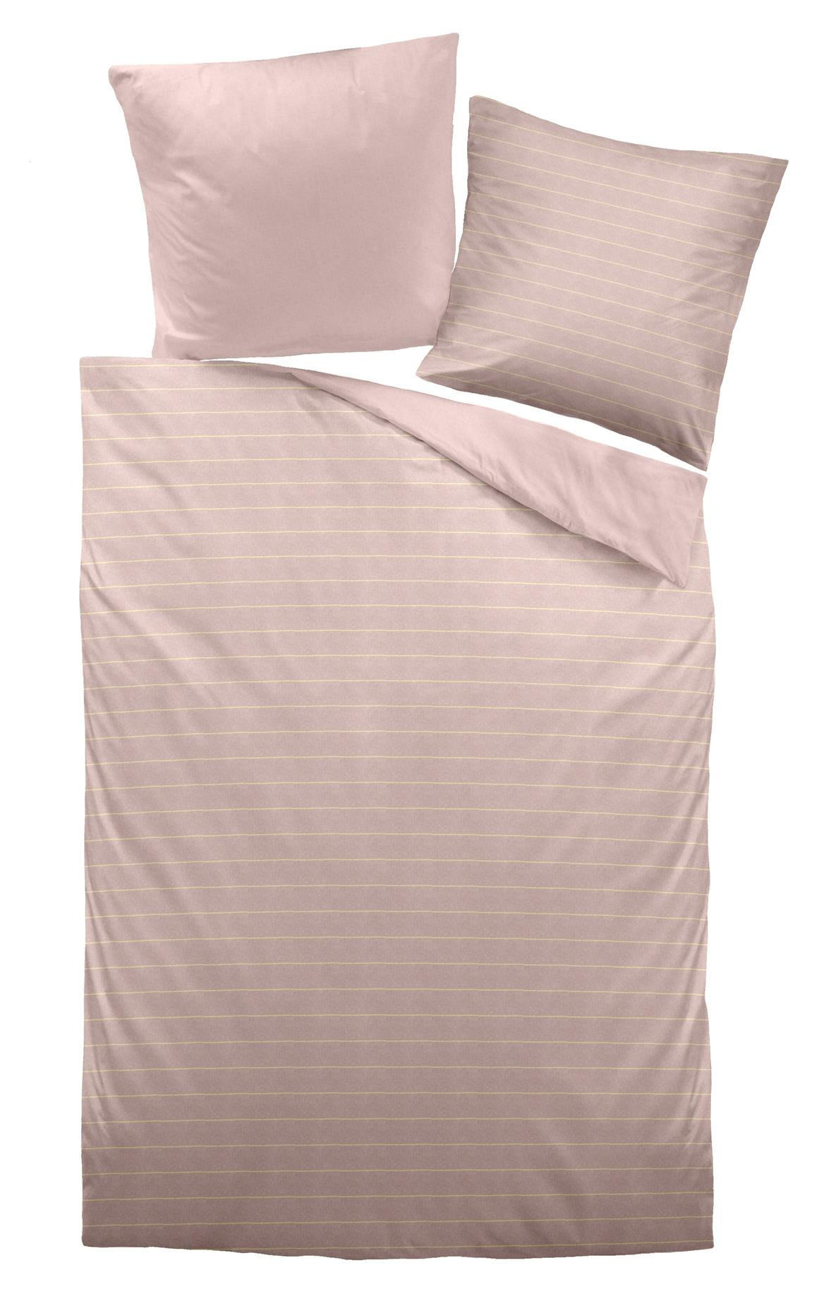 WENDE-BETTWÄSCHE 135x200 Renforce Baumwolle Bettbezug Streifen Muster Rosa gestreift - MADE IN GERMANY - Roségold, Textil (135/200cm) - Carpe Sonno