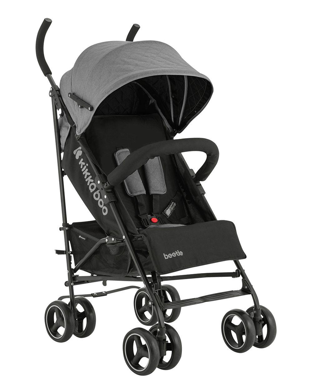KINDERWAGEN Käfer dunkelgrau Stahlrahmen, Korb, abnehmbare Vorderräder, Fußstütze - Silberfarben, Metall (78/48/104cm) - Kikka boo