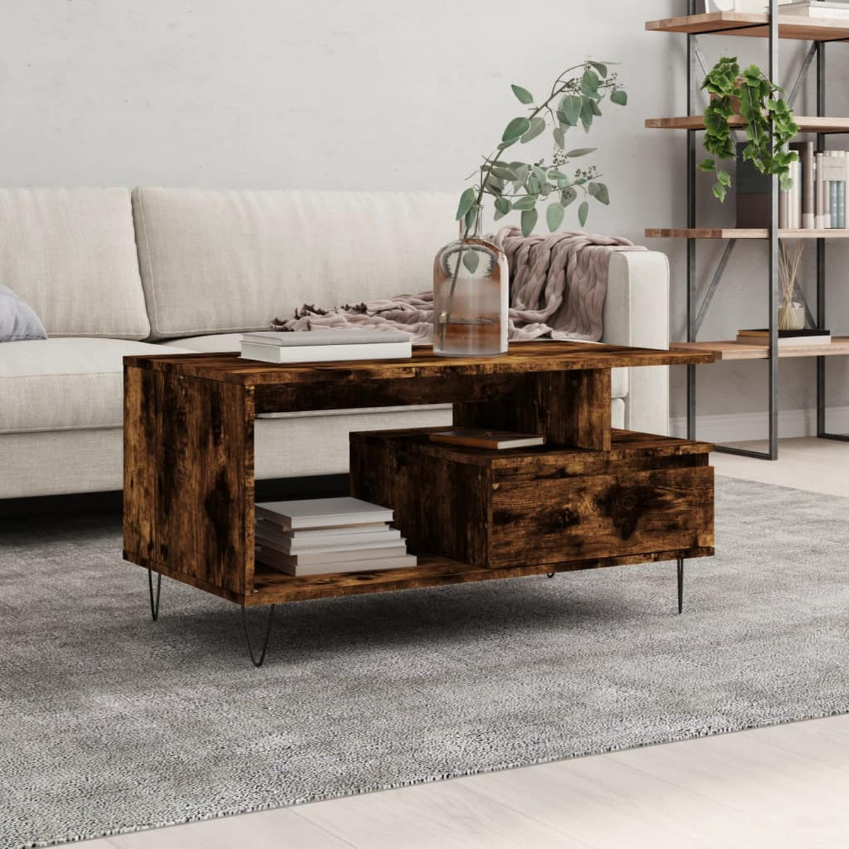 COUCHTISCH Räuchereiche 90x49x45 cm Holzwerkstoff - Mooreichefarben, Holzwerkstoff (49/90/45cm) - furnicato